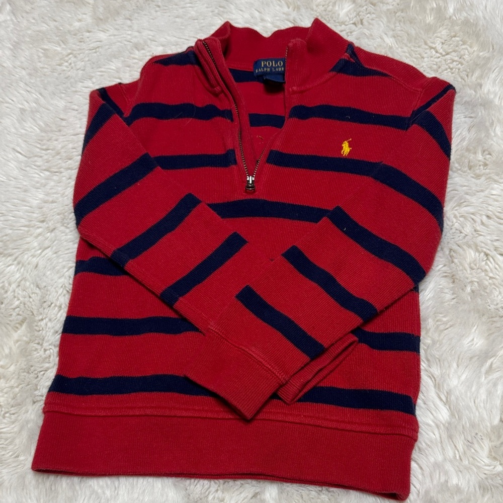 Polo by Ralph Lauren boys Red and Navy Zip-Up Sweater